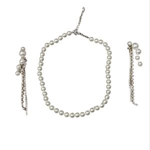 Faux Pearl Necklace with matching earrings